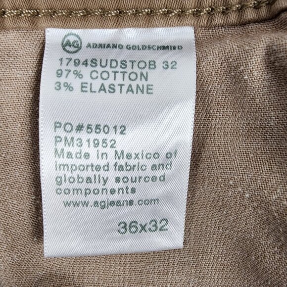 AG Adriano Goldschmied The Everett Pants Mens Slim Straight Tan Size 36x31 - Picture 12 of 13